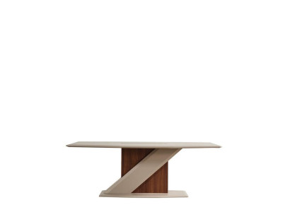 Chic, comfortable dining table in the dining room in beige color from quality wood